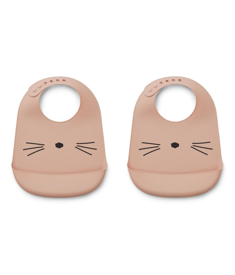 Liewood - Lot De 2 Bavoirs En Silicone Tilda - Chat Rose