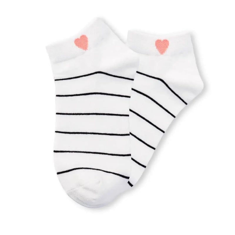 Lot De 5 Socquettes Coeur Côté Rayures