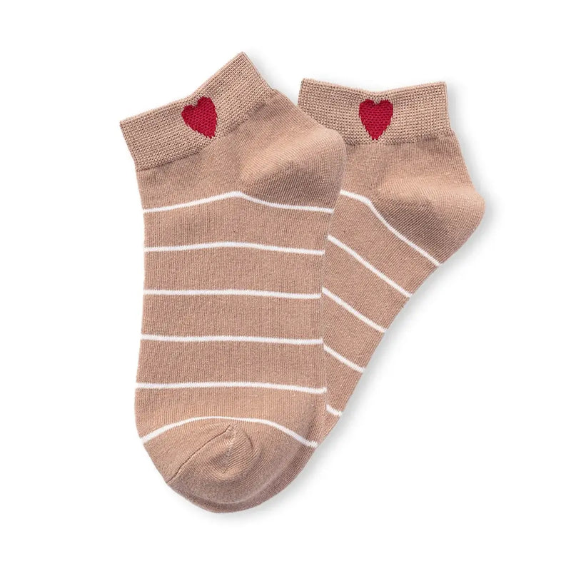 Lot De 5 Socquettes Coeur Côté Rayures