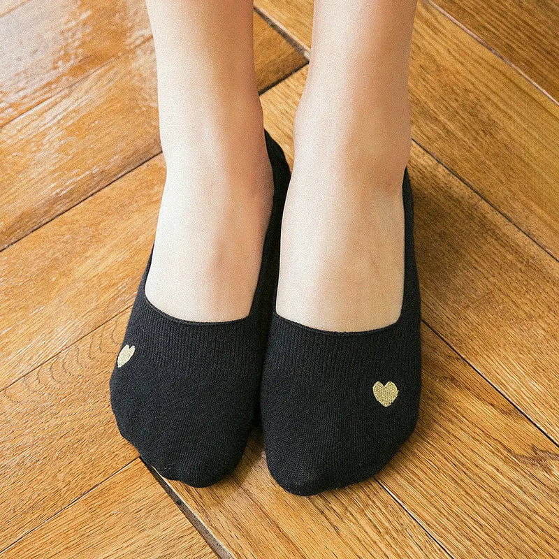 Lot De 6 Socquettes Invisibles Petit Coeur Doré