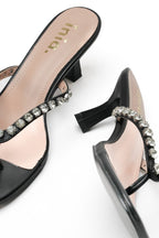 Tongs Strass Stella - Noir