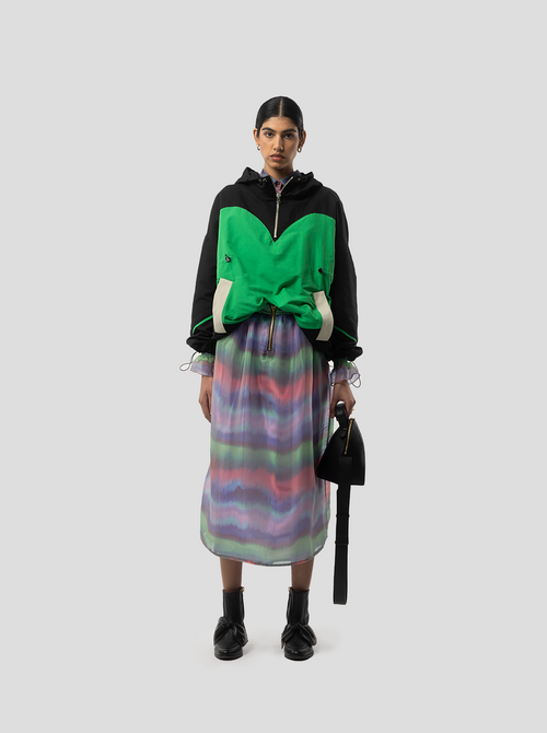 Tony Windbreaker in Stabilo Canvas in Black Green and Ecru