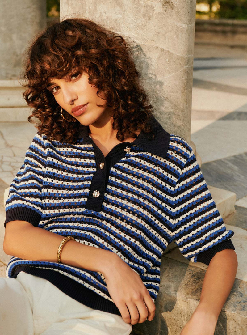 Top de punto Millie - Azul marino