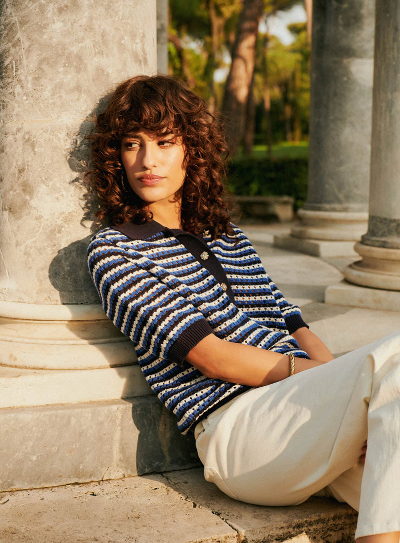 Top de punto Millie - Azul marino