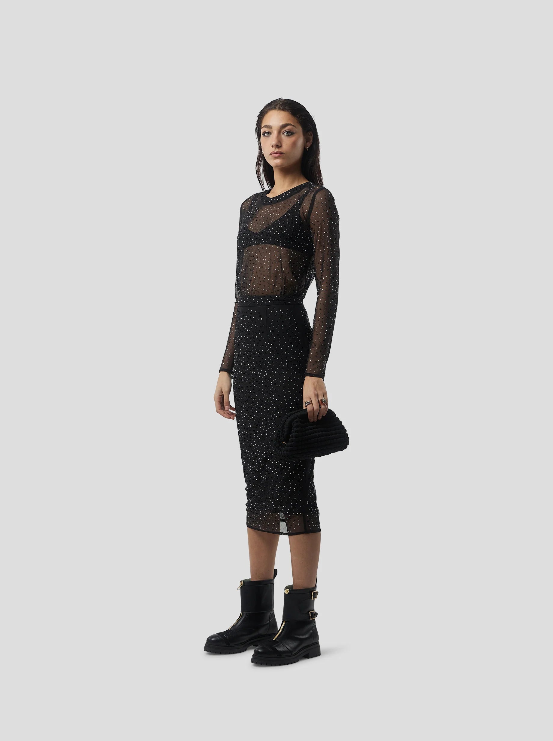 Falda Fox In Fragmented Black Soft Mesh