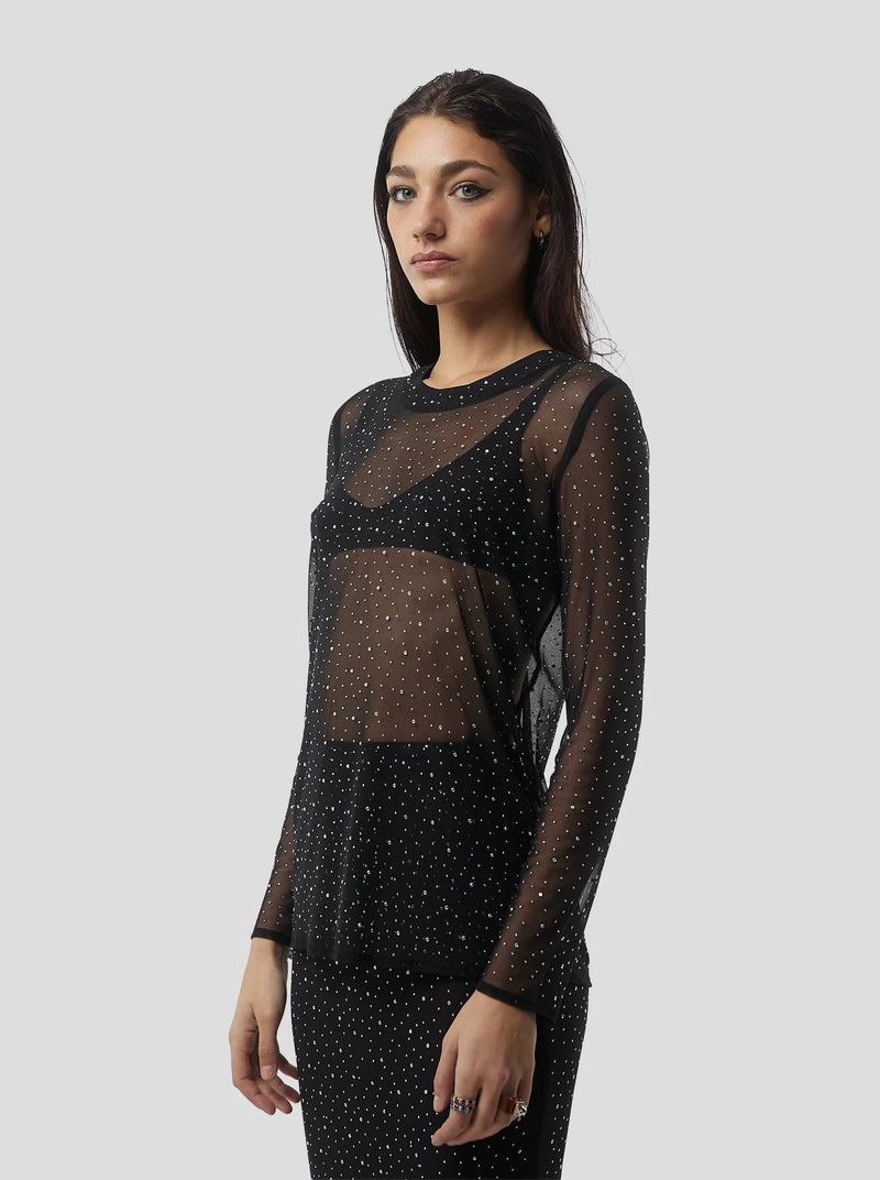 Top Cloud Top de malla suave negra fragmentada