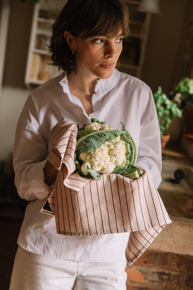 Set of 3 Delicate Pink Striped Tea Towels