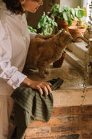 Juego de 3 paños de cocina a rayas verde alcaparra