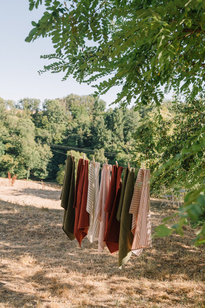 Set of 3 Delicate Pink Striped Tea Towels