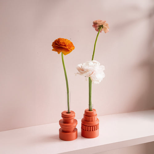 Totem Duo Vase Set - Orange