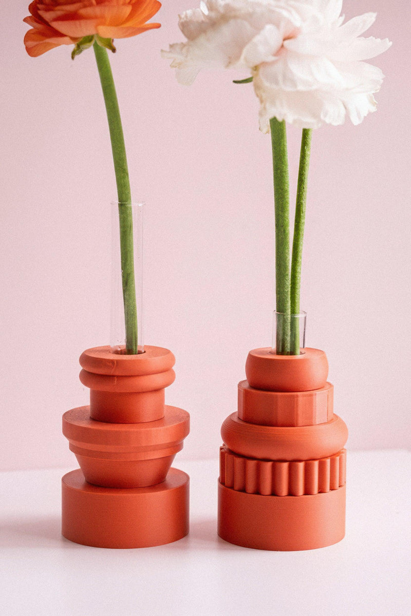 Totem Duo Vase Set - Orange