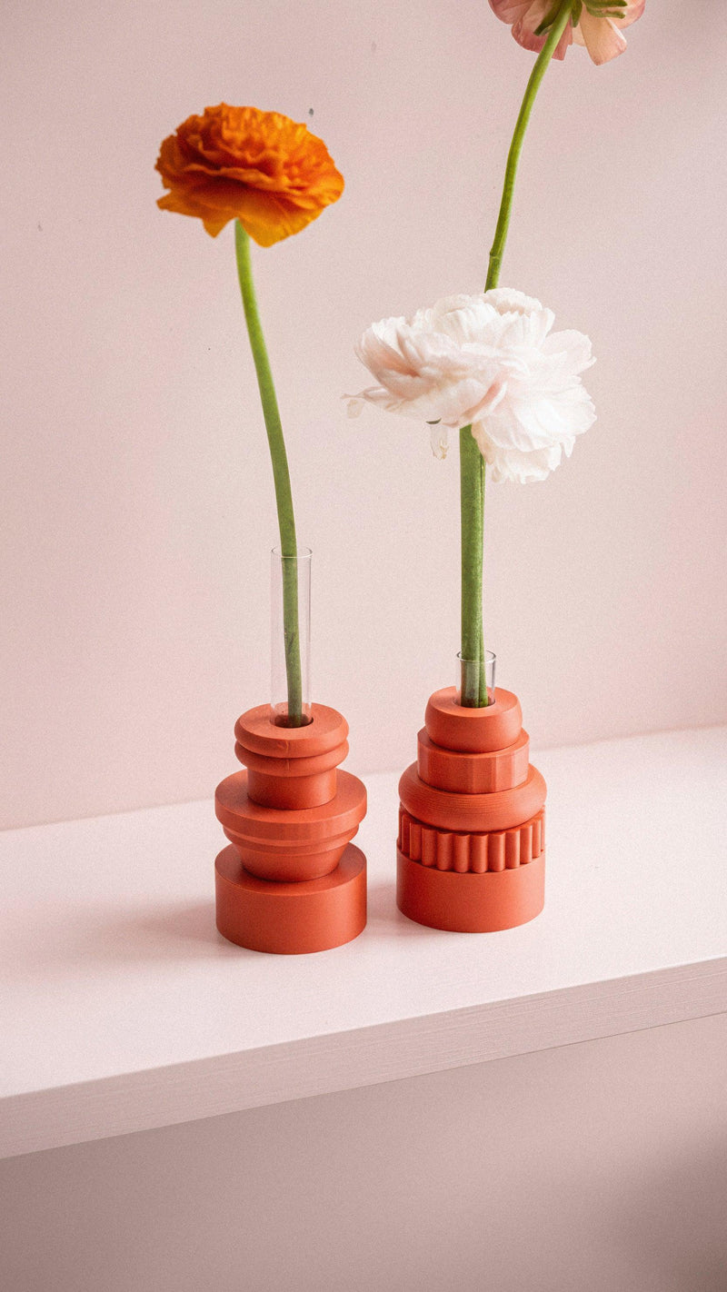 Totem Duo Vase Set - Orange
