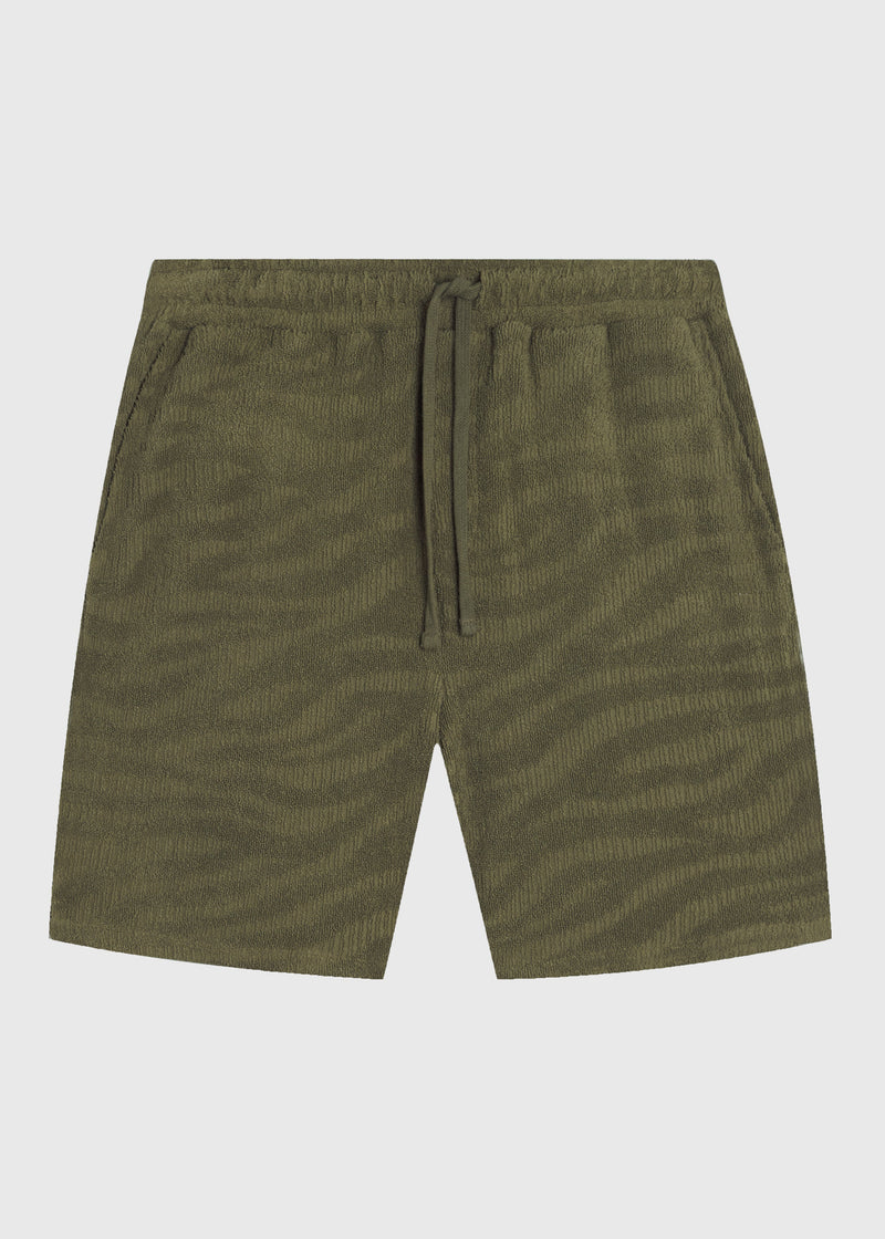 Terry Jacquard Shorts - Olive Green