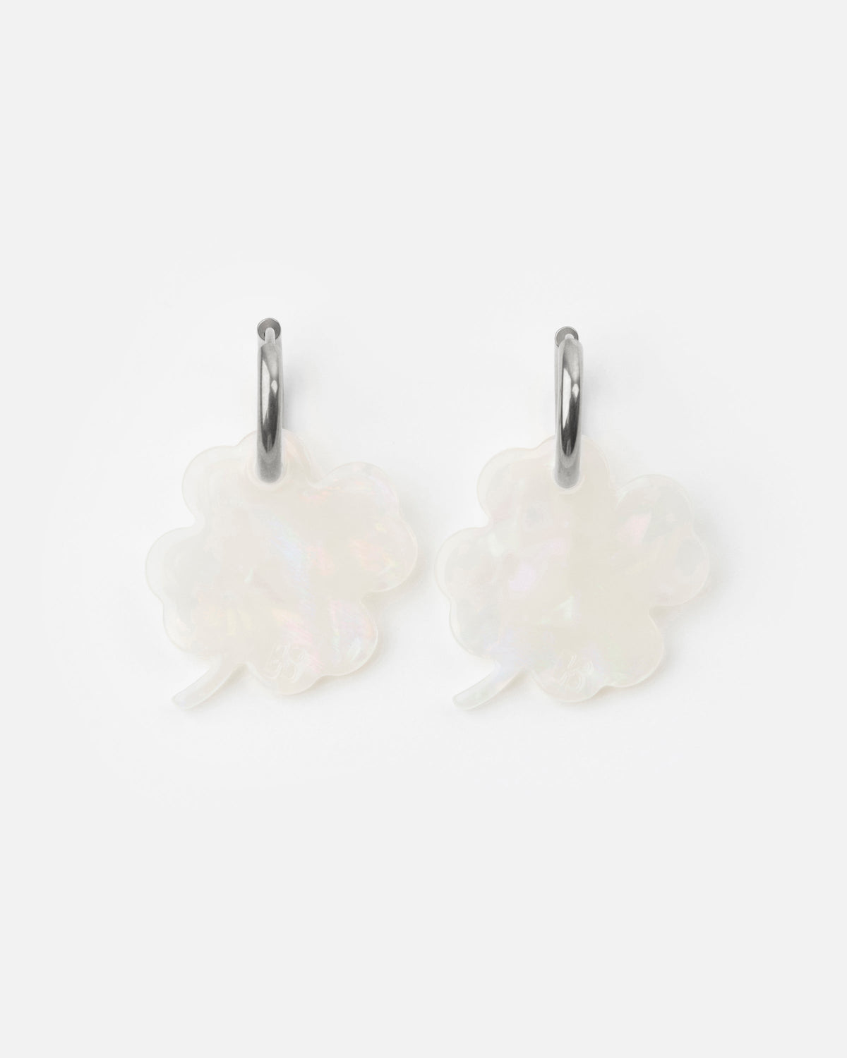 Boucles D'Oreilles Trèfle - Irisé Blanc