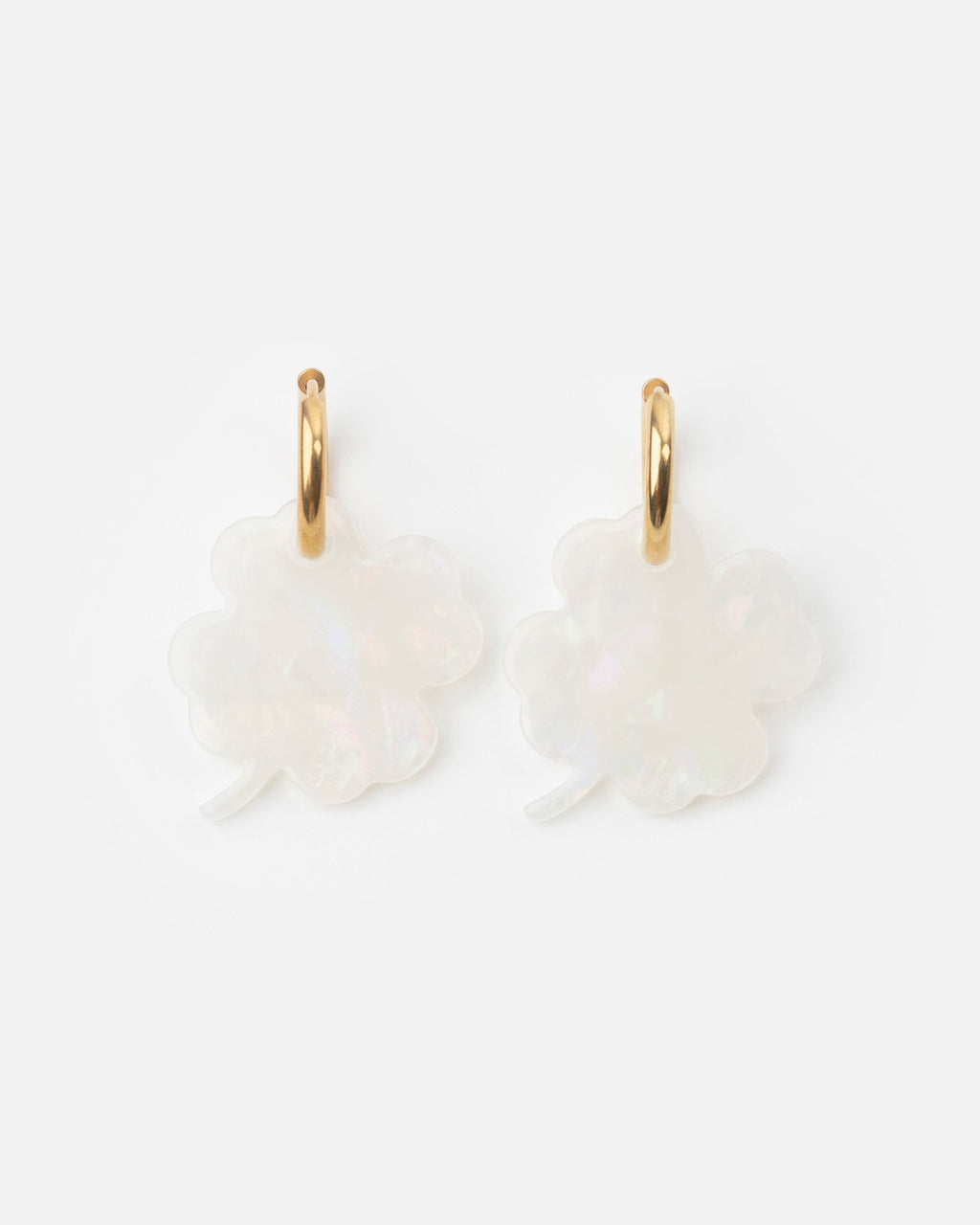 Boucles D'Oreilles Trèfle - Irisé Blanc