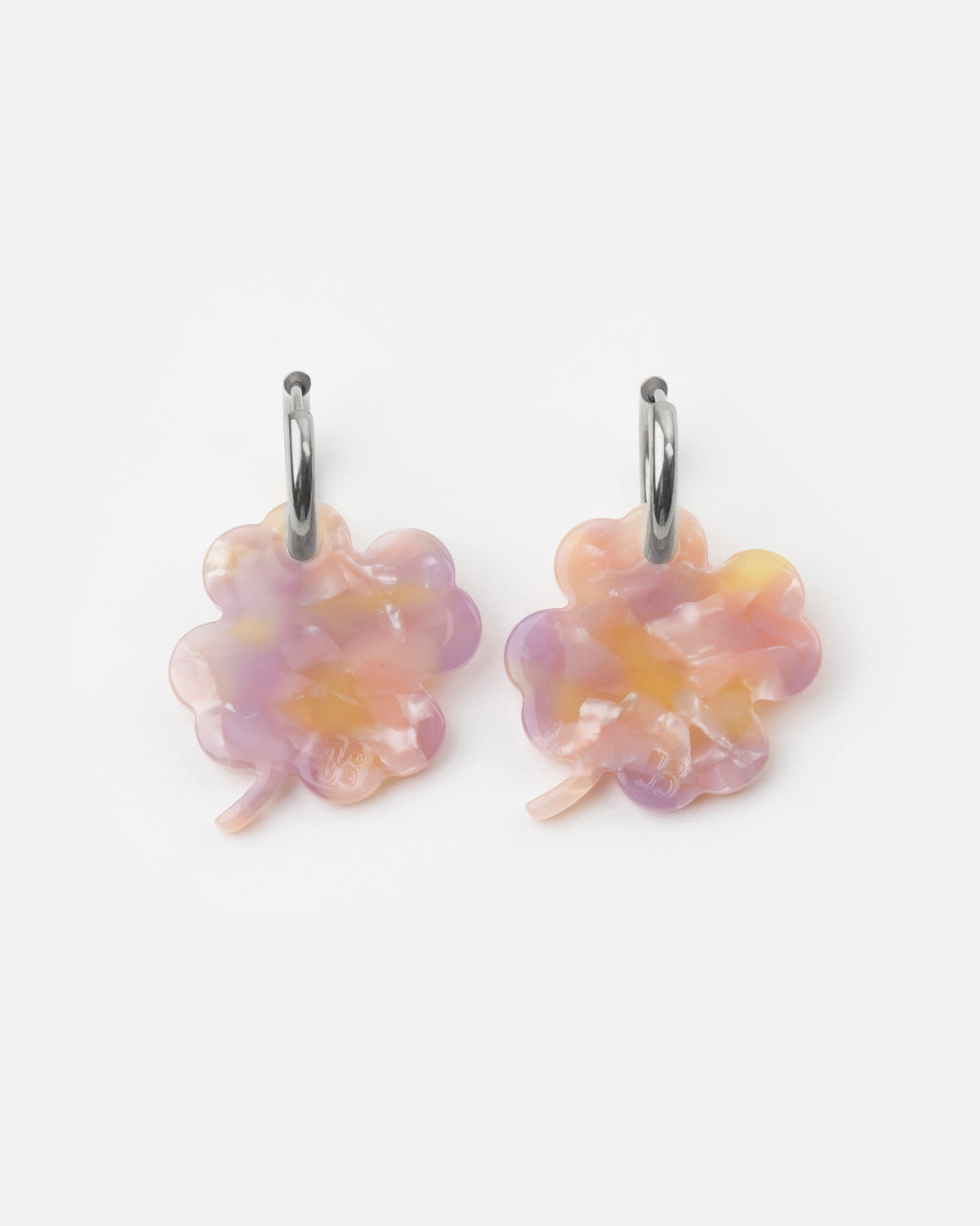 Boucles D'Oreilles Trèfle - Rose Orangé