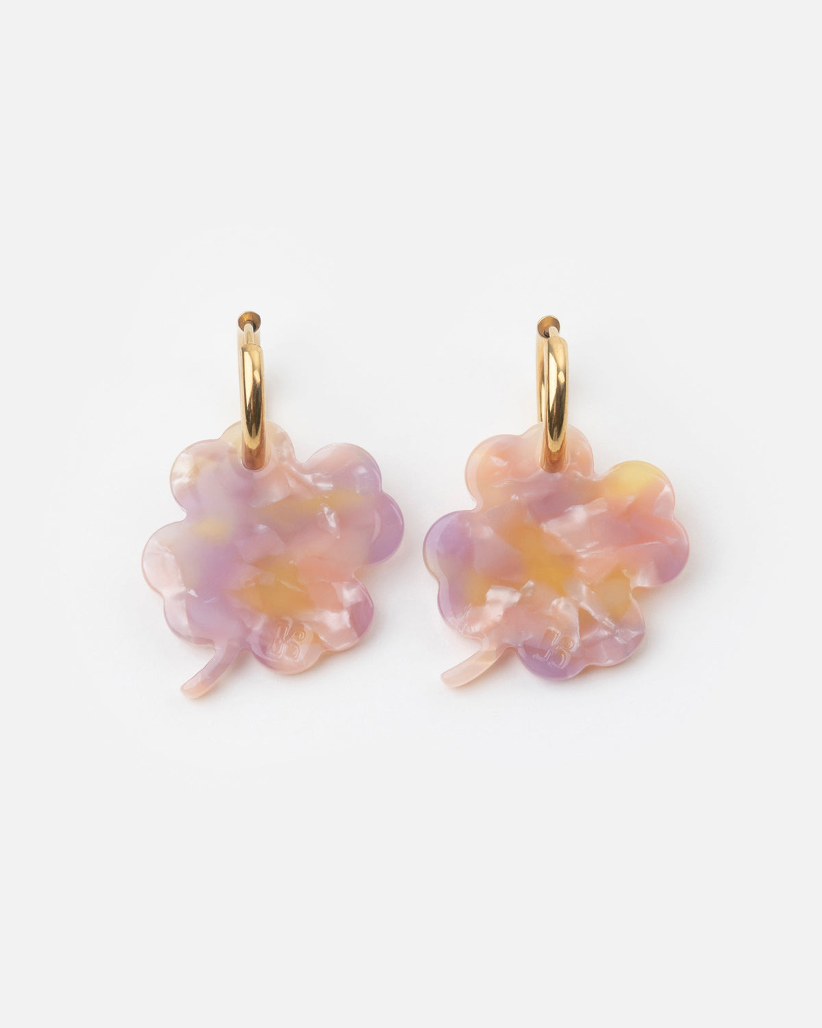 Boucles D'Oreilles Trèfle - Rose Orangé