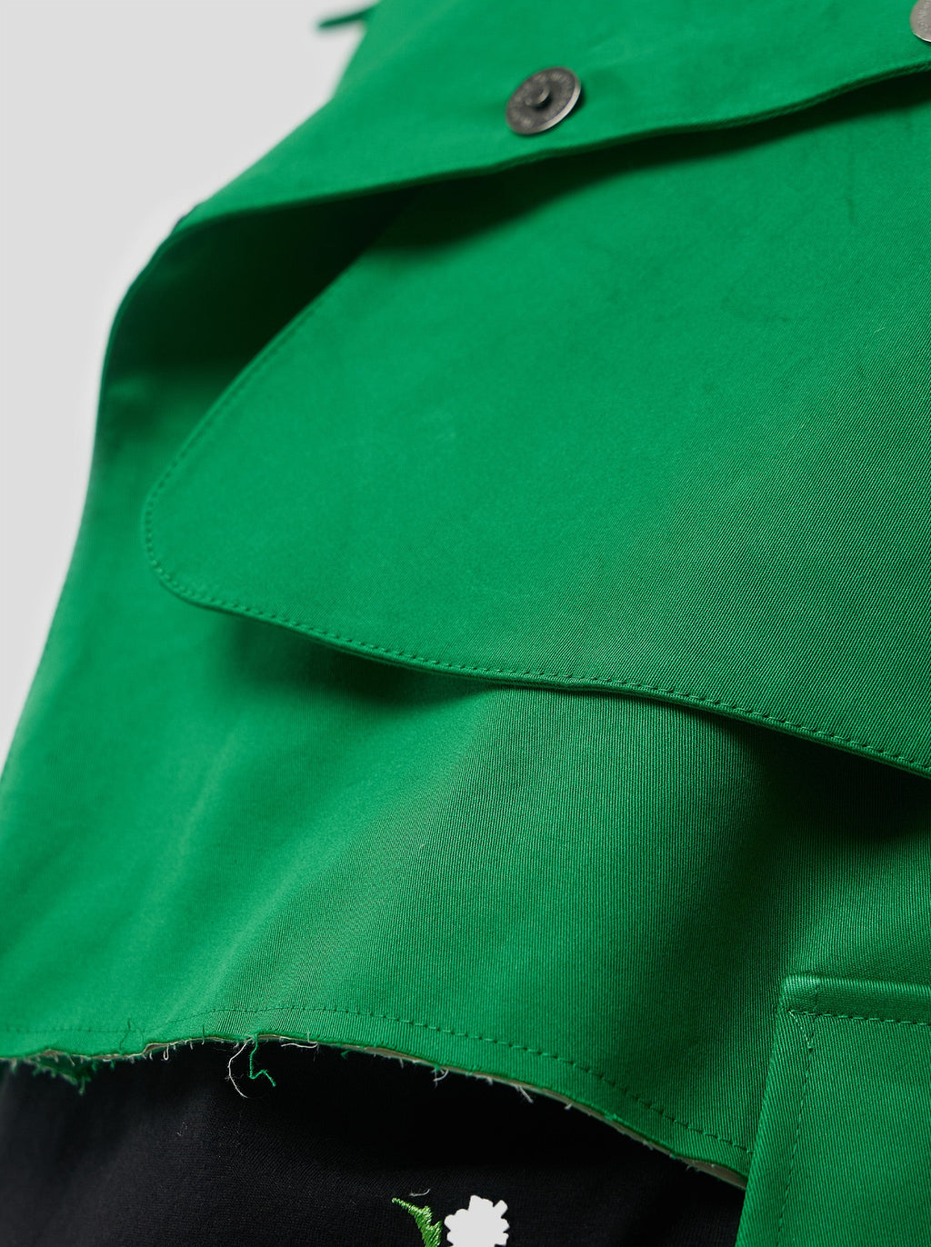 Trench Crop Trevor In Technical Kelly Green Fabric