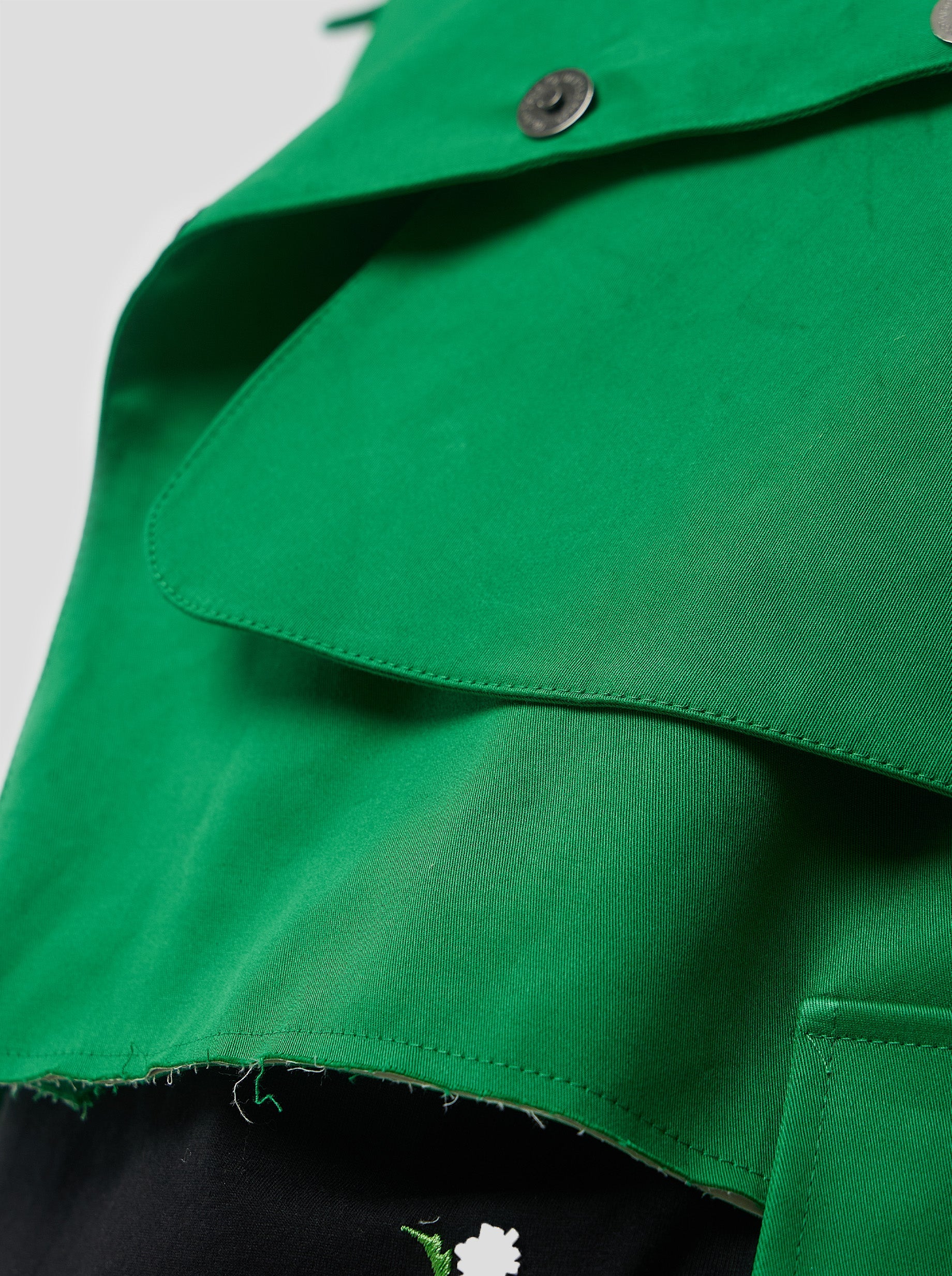 Trench Crop Trevor In Technical Kelly Green Fabric