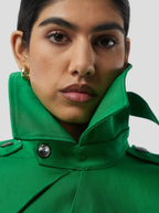 Trench Crop Trevor In Technical Kelly Green Fabric