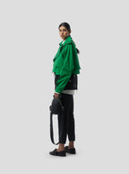 Trench Crop Trevor In Technical Kelly Green Fabric