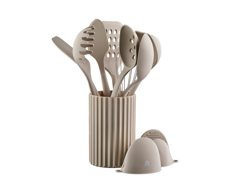 Set D'Ustensiles De Cuisine En Bois Et Silicone Gunnar - 11 Pièces