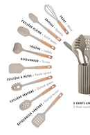 Set D'Ustensiles De Cuisine En Bois Et Silicone Gunnar - 11 Pièces
