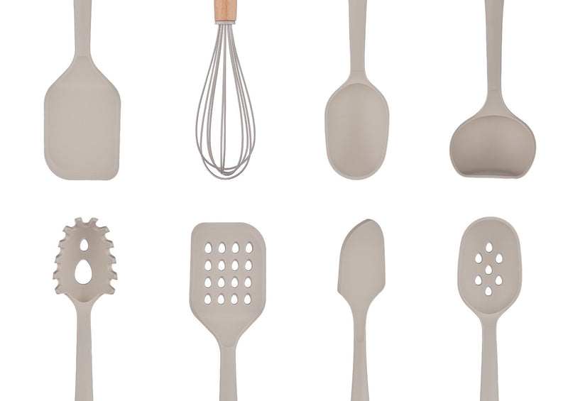 Set D'Ustensiles De Cuisine En Bois Et Silicone Gunnar - 11 Pièces