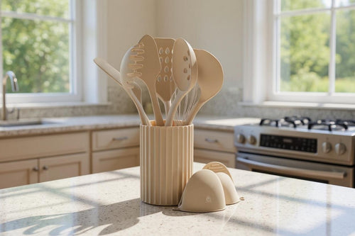 Set D'Ustensiles De Cuisine En Bois Et Silicone Gunnar - 11 Pièces