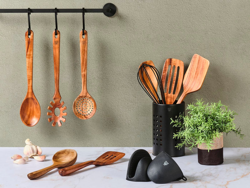 Set D'Ustensiles De Cuisine En Bois D'Acacia Skov - 12 Pièces