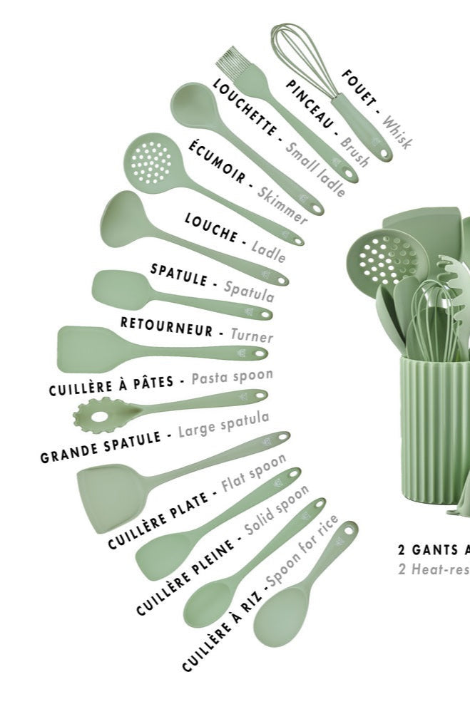 Set D'Ustensiles De Cuisine En Silicone Ivar - 15 Pièces