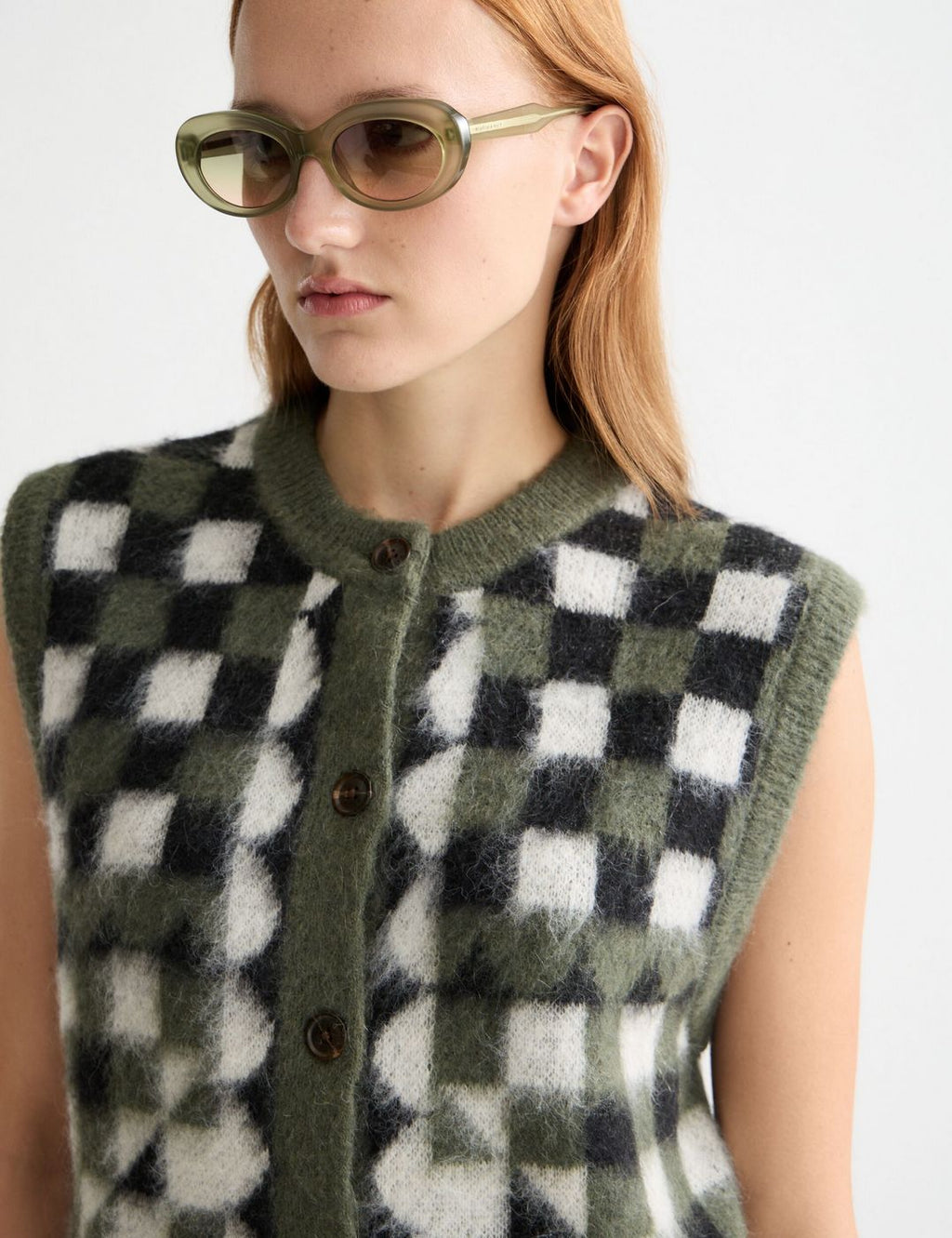 Fluffy Jacquard Spencer - Thyme