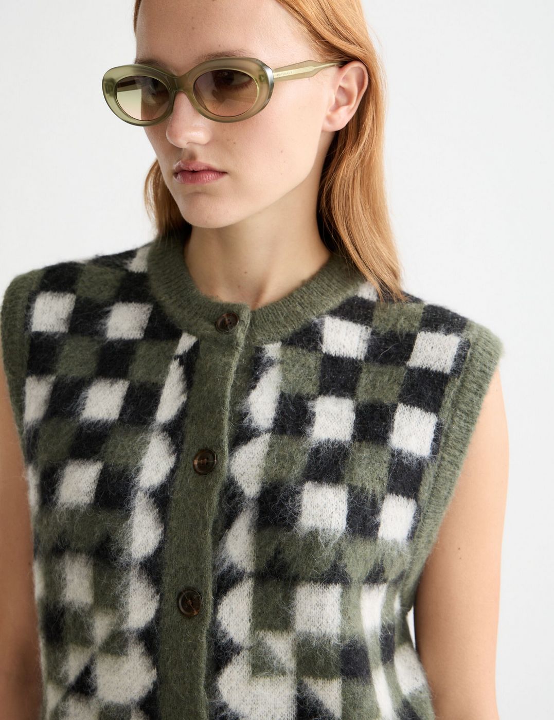 Fluffy Jacquard Spencer - Thyme
