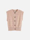 Cardigan Boucle Stripe Crew Neck - Rose Dust