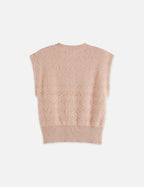 Cardigan Boucle Stripe Crew Neck - Rose Dust