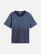 T-shirt Indigo Washed Loose Fit - Sand Stripe