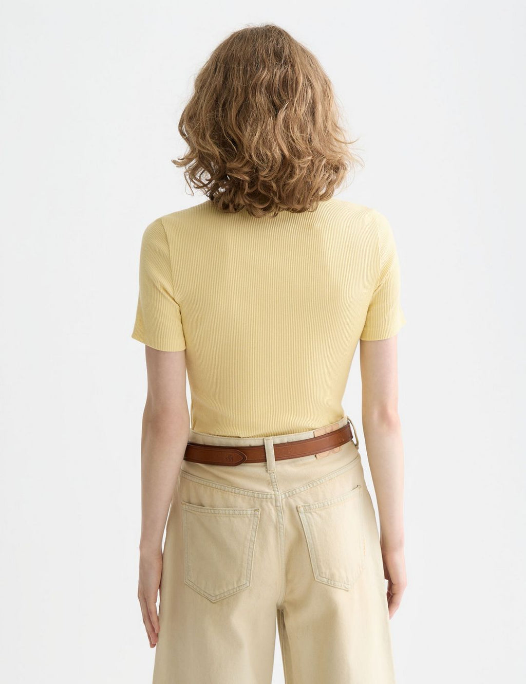 Mock Neck Rib T-Shirt - Parsnip