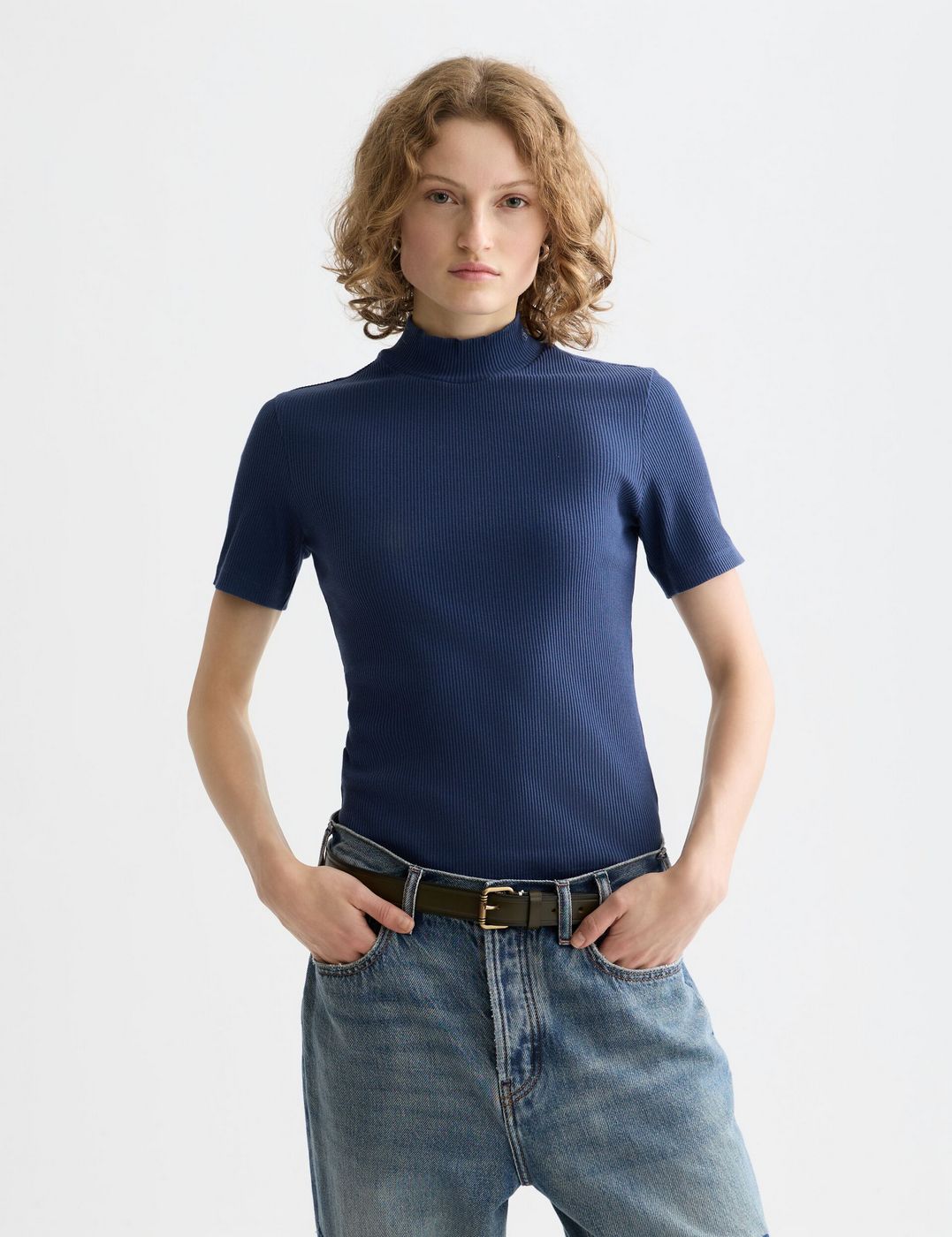 T-shirt Mock Neck Rib - Oceana