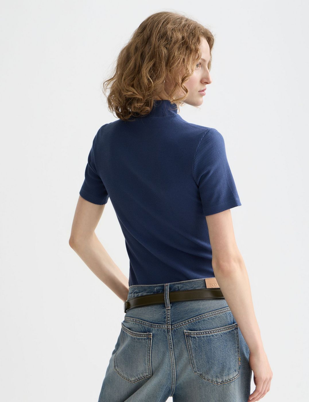 T-shirt Mock Neck Rib - Oceana