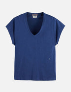 T-shirt V-Neck With Ampersand Embroidery - Oceana