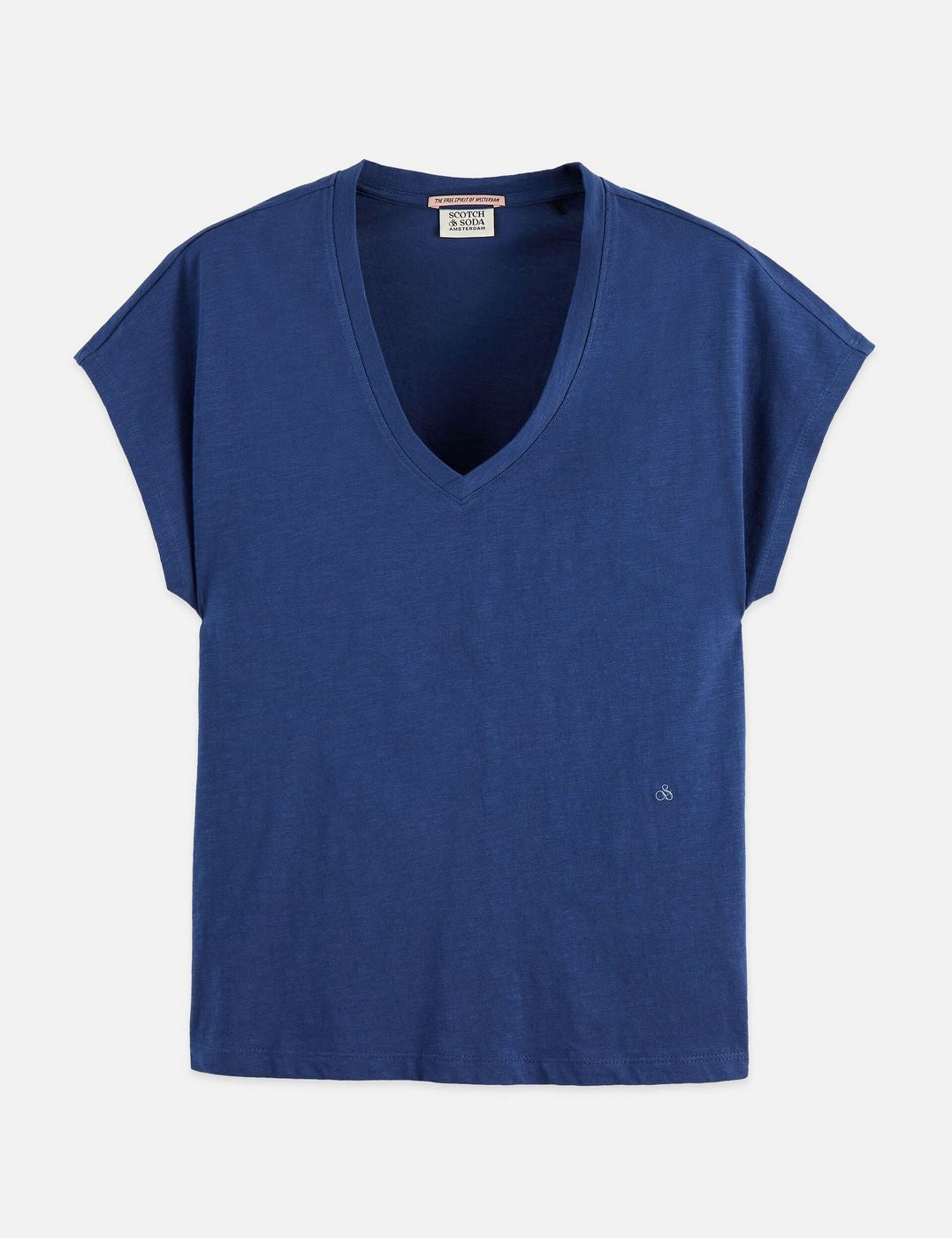 T-shirt V-Neck With Ampersand Embroidery - Oceana
