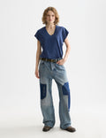 T-shirt V-Neck With Ampersand Embroidery - Oceana