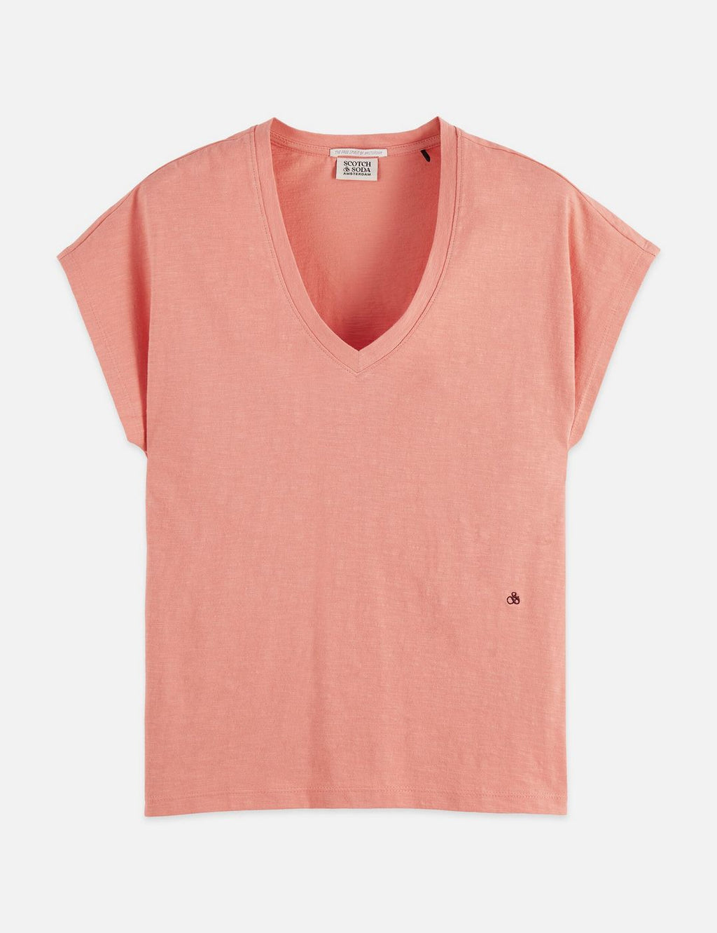 T-shirt V-Neck With Ampersand Embroidery - Canyon Clay