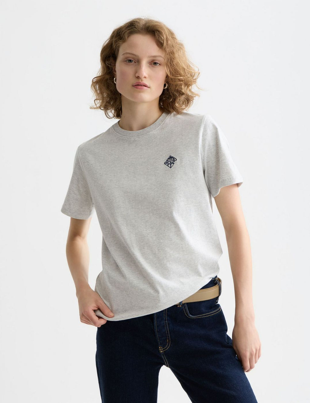 T-shirt Regular Fit With Chest Artwork - Grey Melange