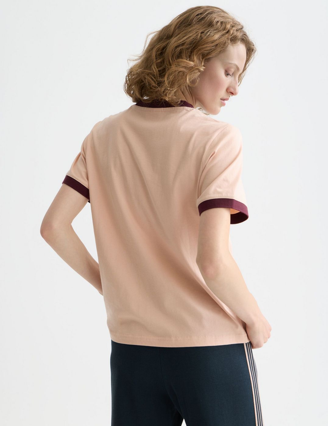 T-shirt Embroidered Ringer Regular Fit - Rose Dust