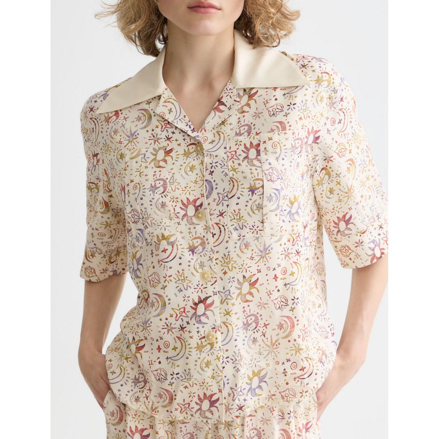 Chemise Printed Short Sleeve - Cosmic Sky Eggnog