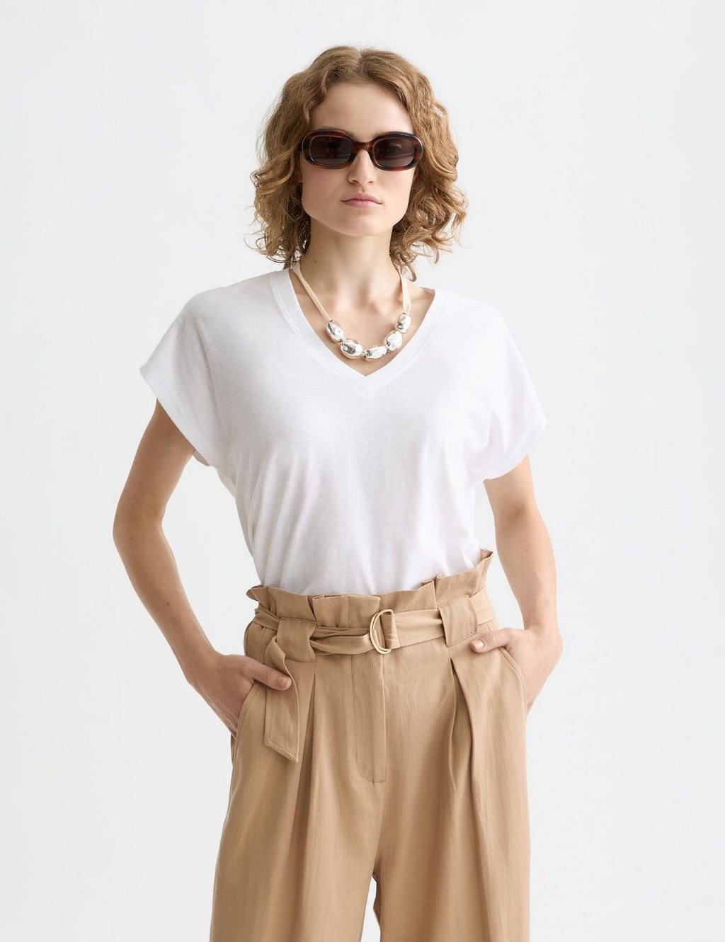 T-shirt Core Slub V-Neck - White