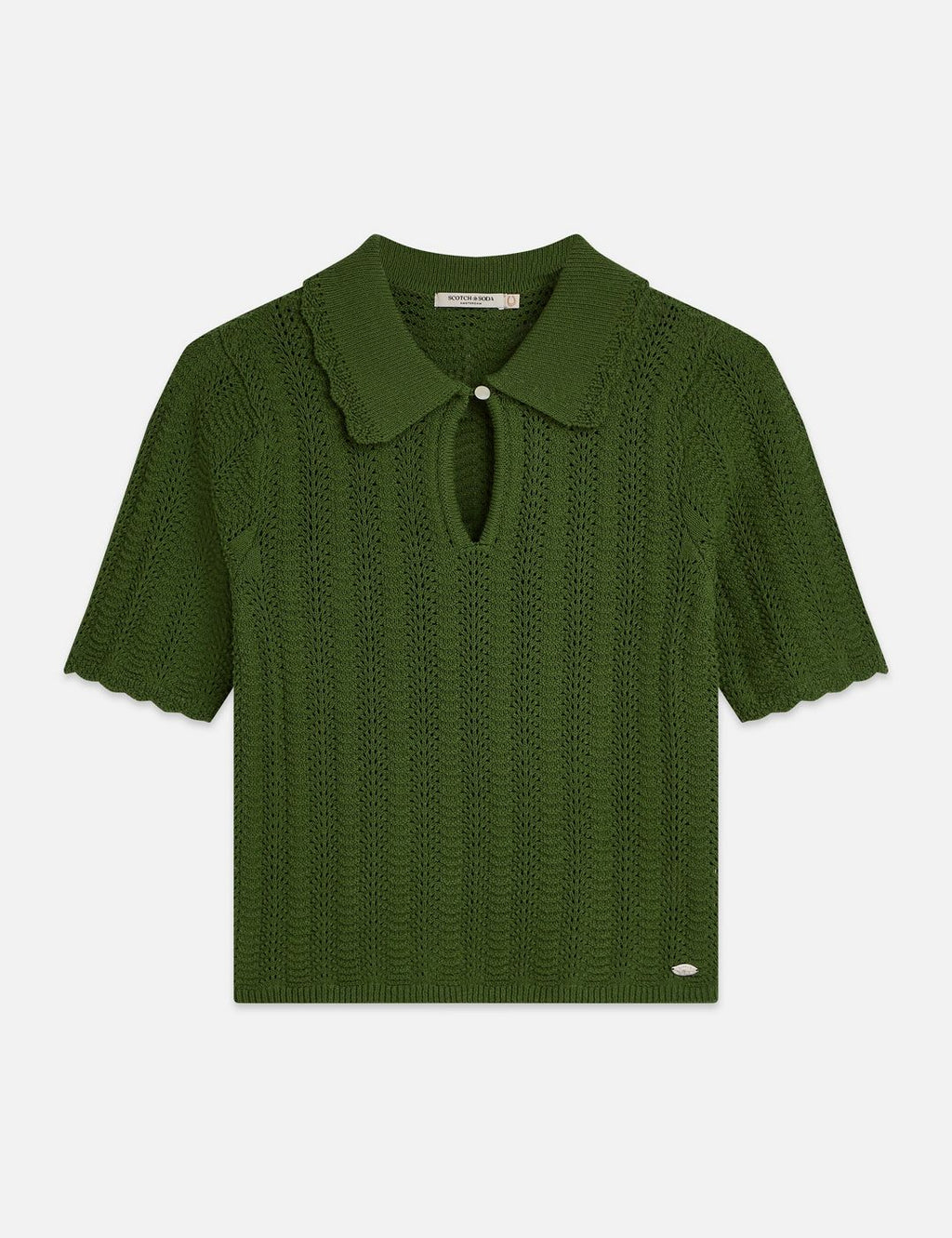 T-shirt Pointelle Collared Knitted - Garden Green