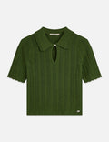 T-shirt Pointelle Collared Knitted - Garden Green