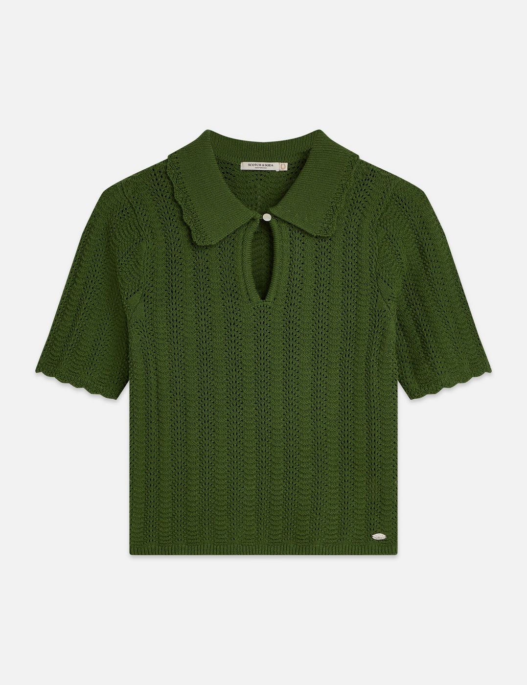 T-shirt Pointelle Collared Knitted - Garden Green